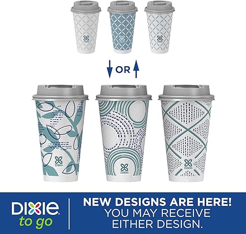 Miniatura 4 de Dixie To Go - Tazas de café de papel con tapas, 16 onzas, 108 unidades, vasos de papel aislantes desechables para bebidas calientes o frías