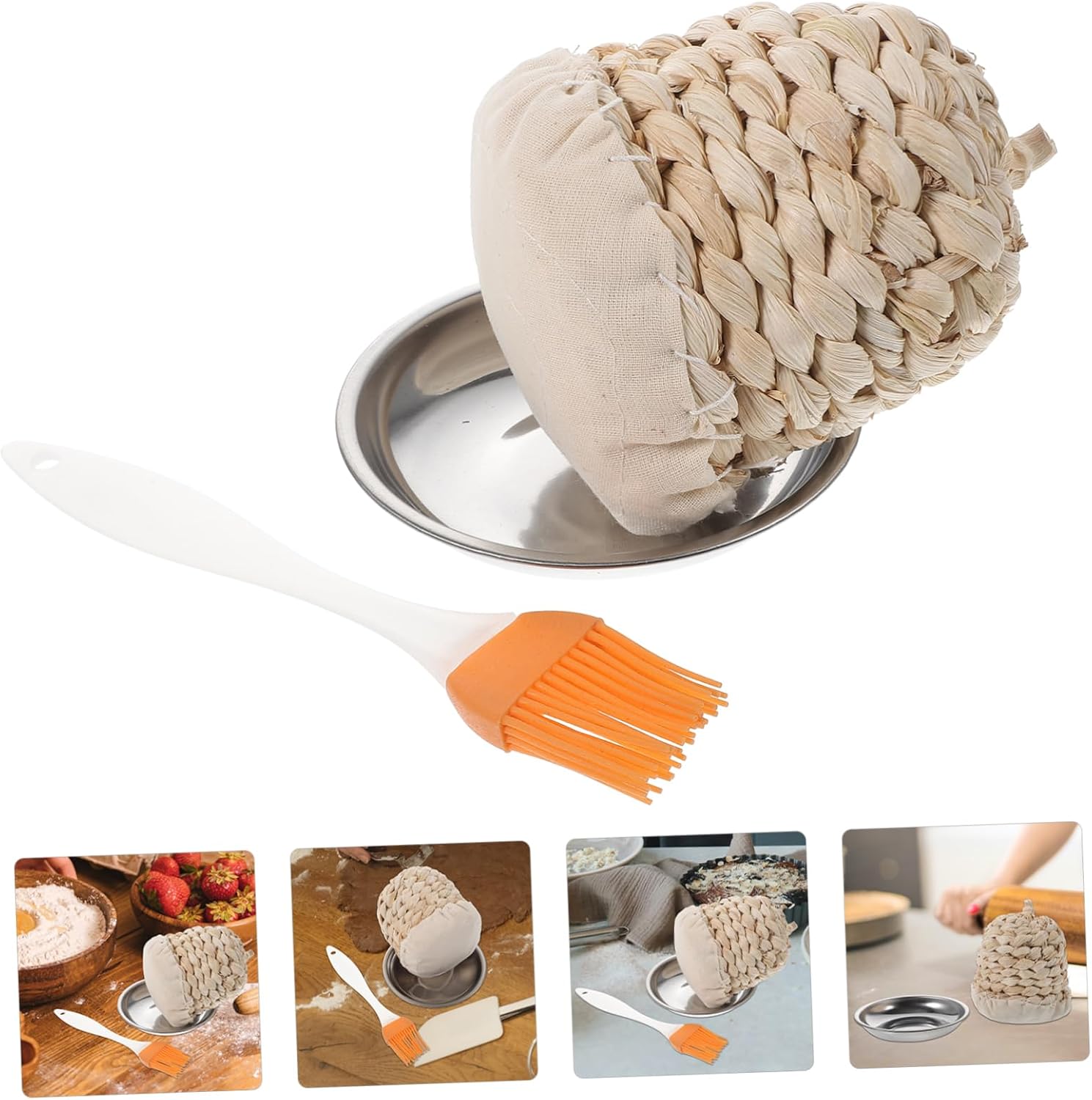 Ciieeo 1set Pancake Applicator Basting Brush with Tray for Cooking Oil Control Easy to Clean Pancake Spreading Tool for Griddles Eggs and More