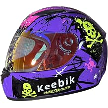 Motorcycle Skull Helmets for Adult Men Women, Full Face Lightweight Street Bike Racing DOT Graffiti Helmet with Extra Clear Visor