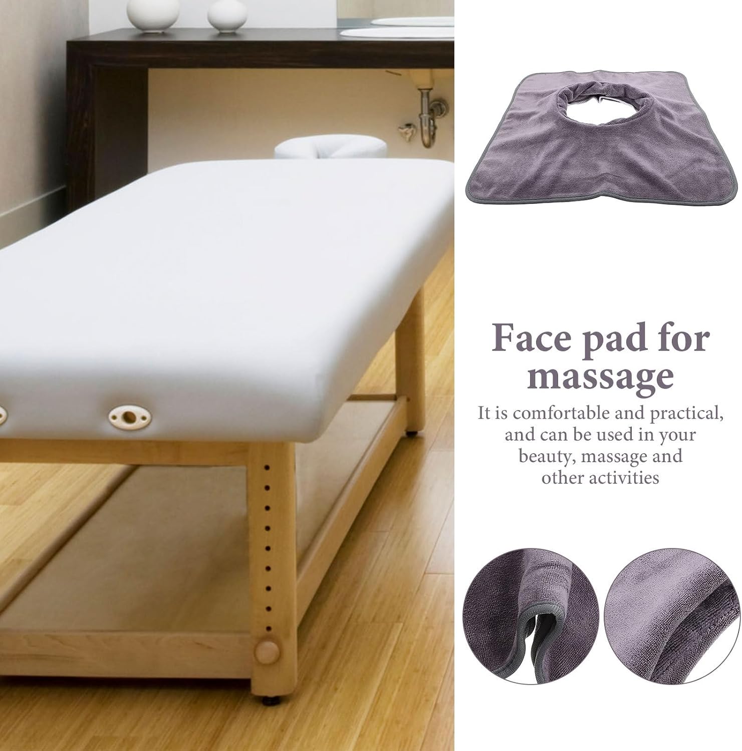 Microfiber Massage Bed Hole Ergonomic Design for Salon and Spa, Comfortable Breathable Massage Table Sheet Neat Edges