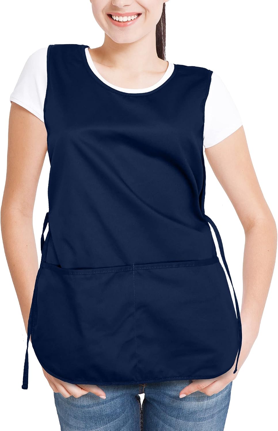 DALIX Cobbler Apron 2 Pockets Smock Chef 28.5" x 18.5" Poly Cotton Navy Blue