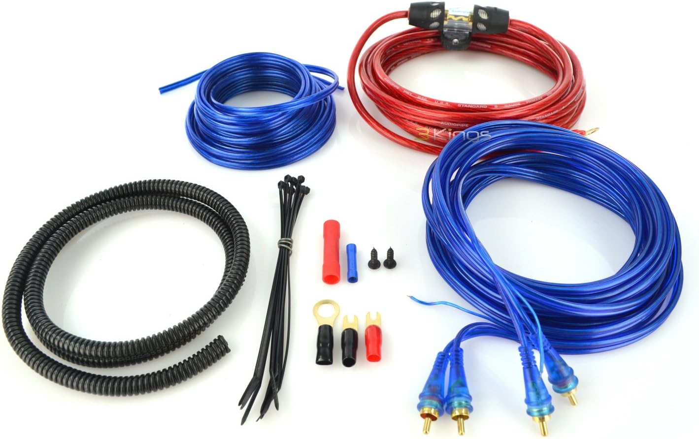 AUDIOP Audiopipe Bms1500x 8 Gauge Car Audio Amplifier Amp Wiring Kit Bms-1500x