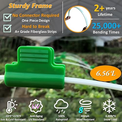 Miniatura 9 de LANEVAN Kit de red de malla de jardín, aros de invernadero de fibra de vidrio súper flexibles con barrera de plagas ultrafina para camas elevadas de