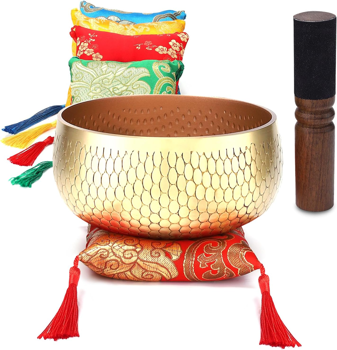 Tibetan Singing Bowl Set — Meditation Sound Bowl Handcrafted in Nepal, Long Lasting Sound for Deep Calming Relaxation, Meditation, and Sound Bowl Healing | Includes Mallet & Cushion(5")