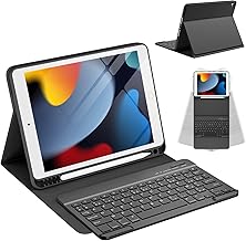 Keyboard for iPad 10.2 9th 2021/8th 2020/ 10.2 7th 2019/10.5/Air 3, French Wireless Bluetooth Keyboard Case for iPad Pro 10.5" Case with Stylus Pen and Removable Keyboard Case