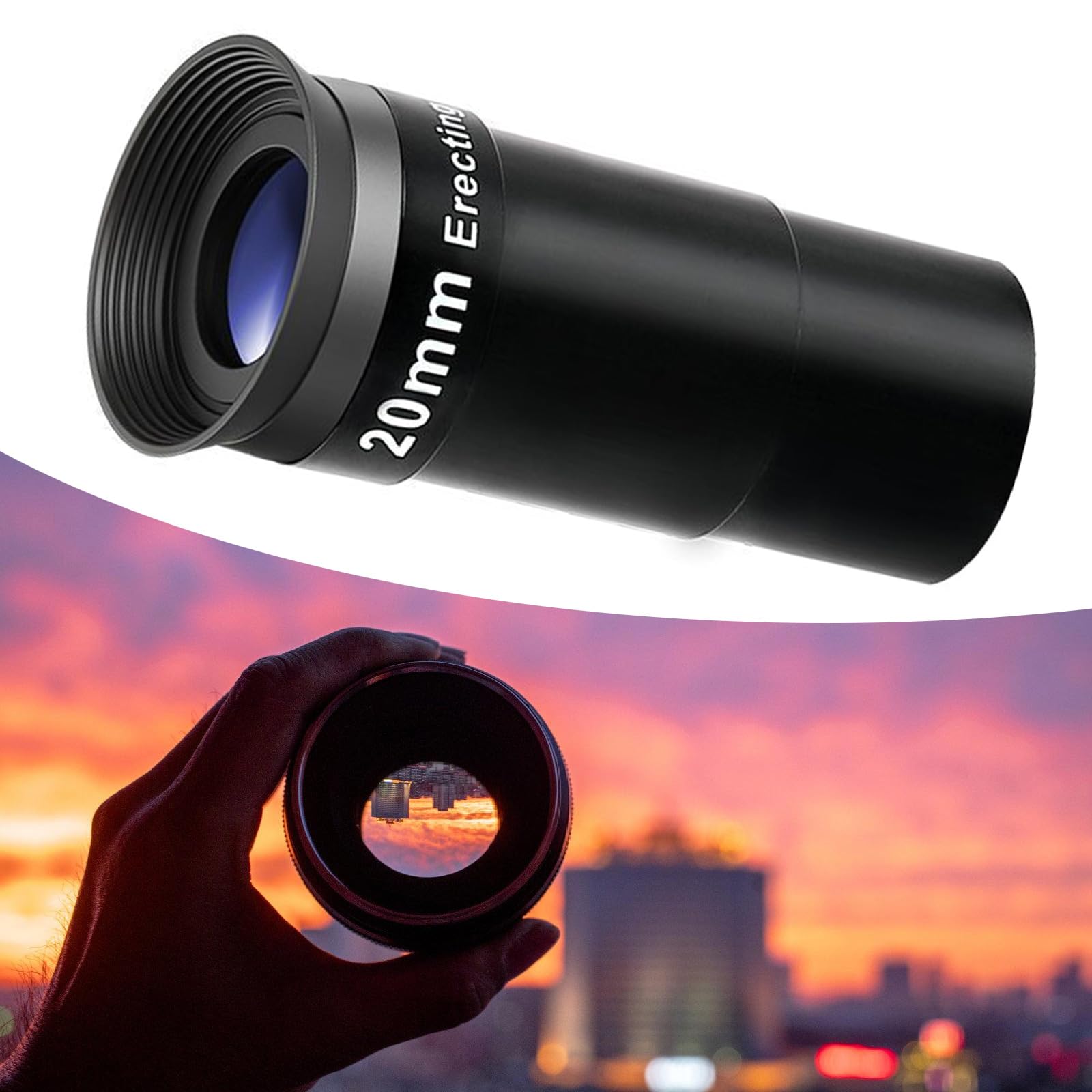 Oculare raddrizzatore da 20 mm con Ampia visuale per telescopi astronomici, vestibilità Comoda da 1,25 Pollici