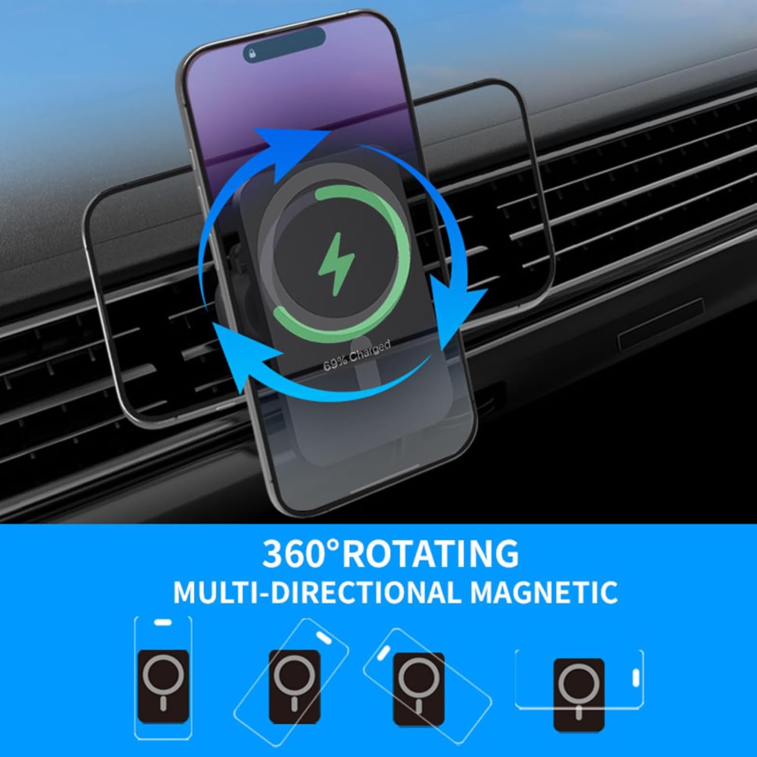 Head Case Designs Officially Licensed Harry Potter Hufflepuff Houses Magnetic Car Mount with Wireless Charger 15W Fast Charging Compatible with MagSafe iPhone and Android Qi Devices (White) image 4
