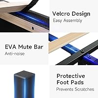 Vista 70 de koorlian Base de cama Queen con cabecero, base de cama tapizada ajustable con puertos tipo C y USB, cabecera de almacenamiento con respaldo de ala