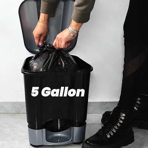 Miniatura 7 de Bolsas de basura de 5 galones, bolsas de inodoro portátiles compostables, bolsa de basura de abono extra gruesa de 0.86 mil para camping, viajes,