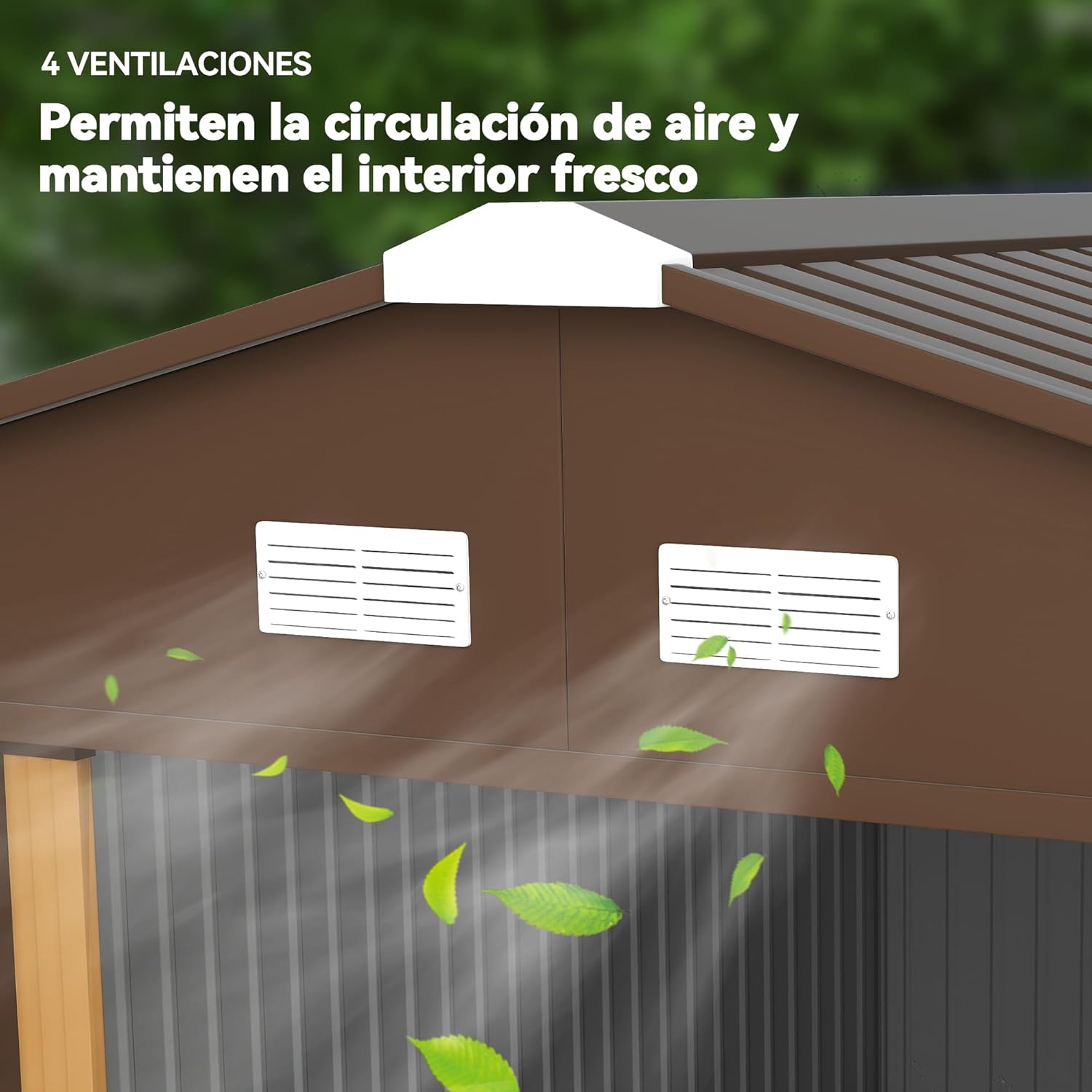 Close-up of the shed's ventilation slots