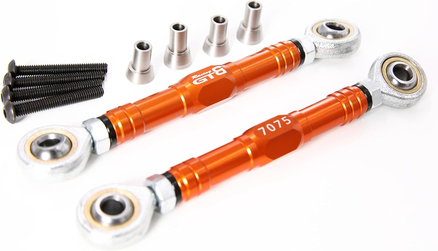 GTBRacing CNC Aluminum 7075 T6 Steering Linkage Turnbuckle Pull Rod Set for 1/5 RC Car HPI km rv Baja 5b ss 5sc Upgrade Part (Orange)