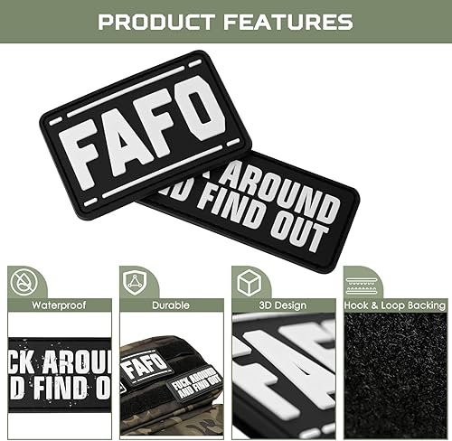 Miniatura 2 de FAFO Parche de PVC  2 piezas de parches para follar y averiguar, divertido parche táctico, parche de gancho y bucle de moral militar para mochilas,