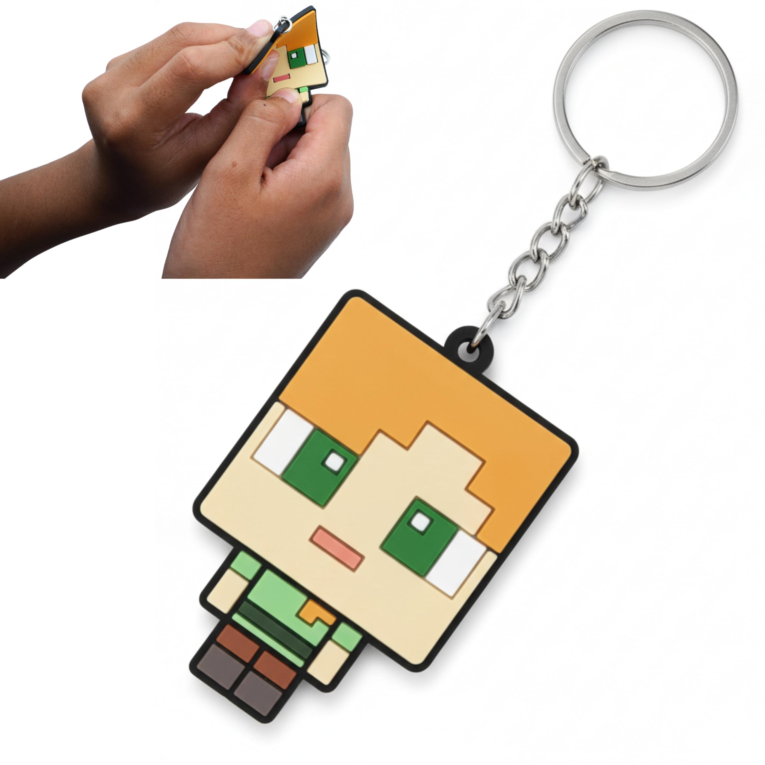 SRV Hub Minecarft Alex Kids Party Favor Keychains – Soft PVC Cartoon Keyrings, Birthday Return Gifts, Goodie Bag Fillers, Classroom Prizes, Bike & Backpack Key Holders