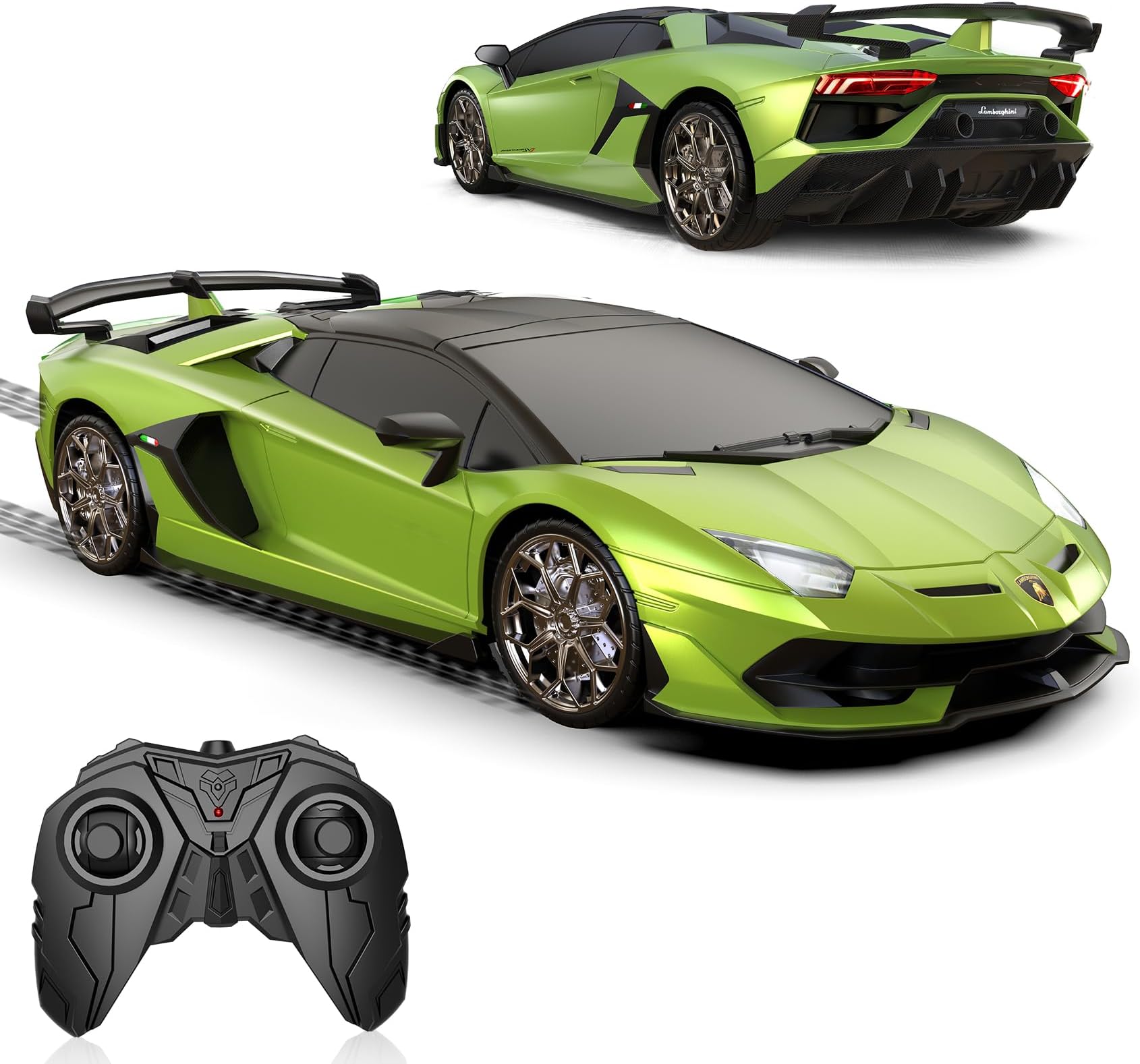 AEROQUEST 1:16 Lamborghini Remote Control Car (Green) | Officially Licensed,Birthday Gift,Toys for ages 3-8,Aventador SVJ Mode,Electric Sport Racing,Hobby RC Cars,100 minutes