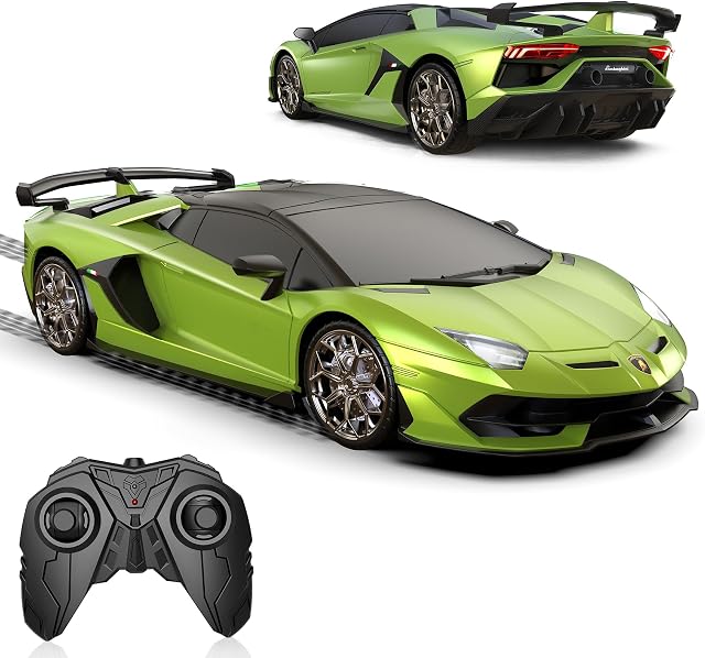 Voiture télécommandée pour Lamborghini, Voiture de loisir officielle à l'échelle 1:16 Lambo avec phare, Jouets de course 2,4 GHz pour garçons et filles de 4 à 12 ans, 12 km/h, Cadeau d'anniversaire