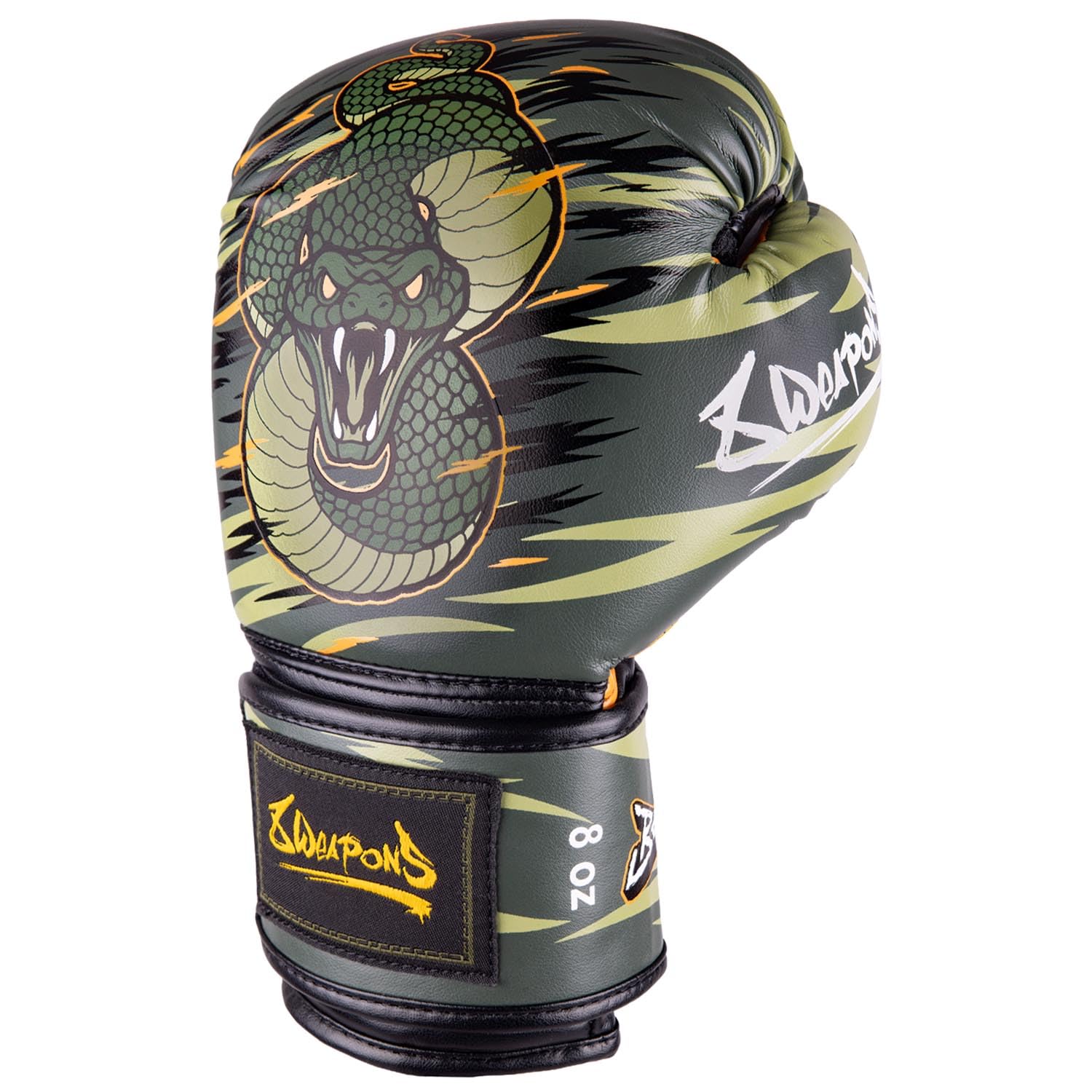 8 WEAPONS Boxhandschuhe Kinder, Beastial Viper, Khaki, Kinder Boxhandschuhe, Kunstleder, Perfekte Dämpfung für optimalen Schutz, Handschuhe für Muay Thai, K1, Boxen, MMA und Kickboxen