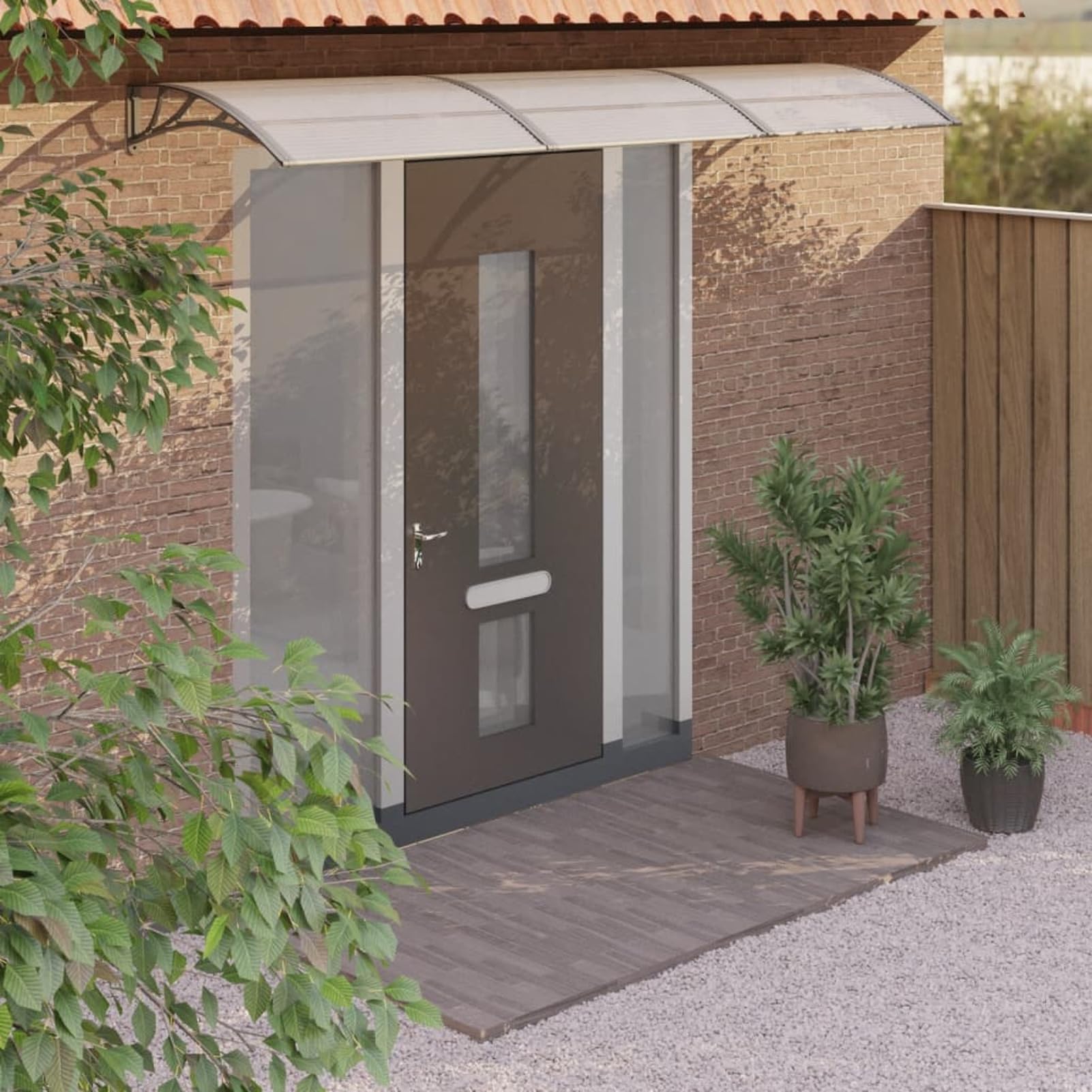 ADWOA Marquesina de Puerta policarbonato Gris 300x80 cm Tejadillo Proteccion Lluvia Ventana