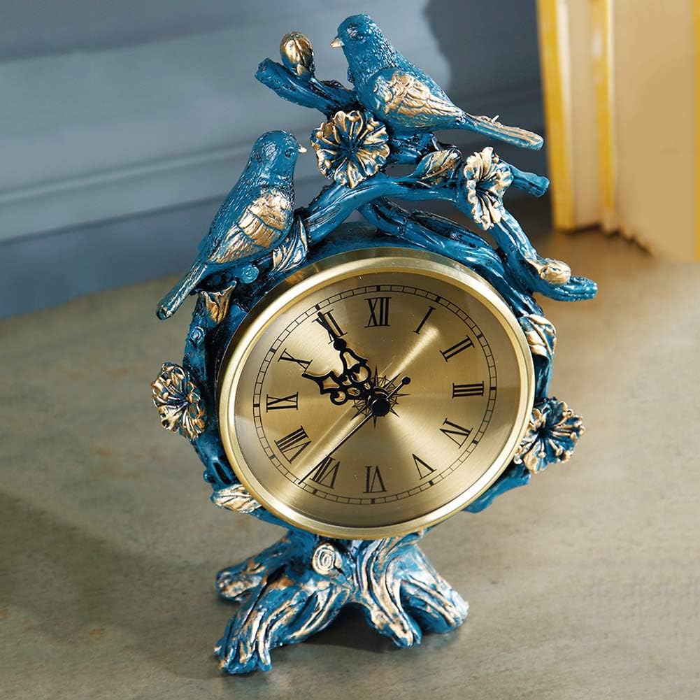 Bird Creative Desk Clock, European Retro Desk Clock, Personality Clock, Home Living Room, Bedroom, Desktop Ornnts, Clocks and Ornnts,a,