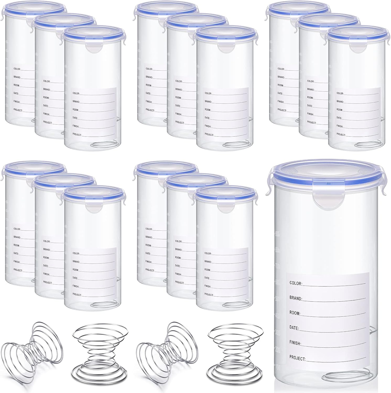 Skylety 16 Sets Plastic Paint Containers with Lids Airtight Paint Container with