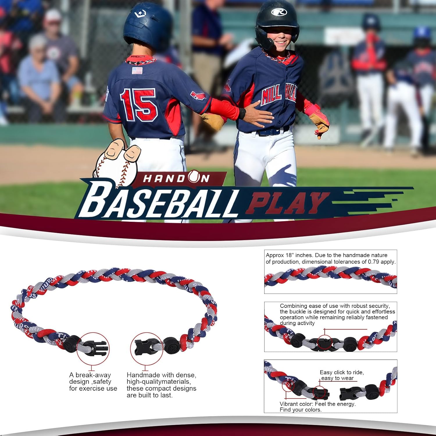 Premium 12Pack Baseball Necklaces, Multi-Color 18inches Sports Necklaces, Ideal for Baseball Team Gifts, Party Favors, Sports Parties - Image 4
