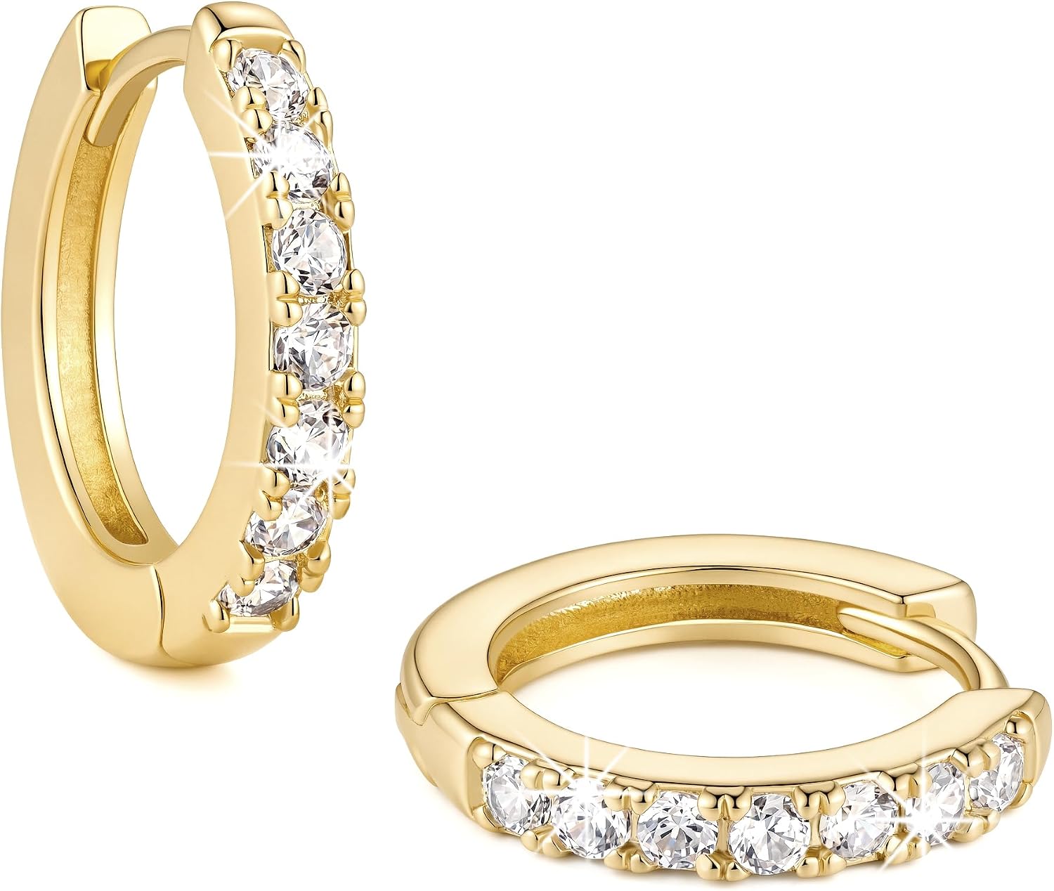 NICRET Gold Hoop Earrings 14K Gold Hoop Earrings for Women Gold Earring for Womens Hoops Sprinkled with Sparkling Cubic Zirconia Hoops Earring for Womens 12/14/16/20/25/30mm