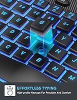 Vista 7 de SABLUTE Ergonomic Wireless Keyboard and Mouse Combo - Wave Keyboard with Soft Leather Wrist Rest, Resistant Keys, RGB Backlit Rechargeable Set for