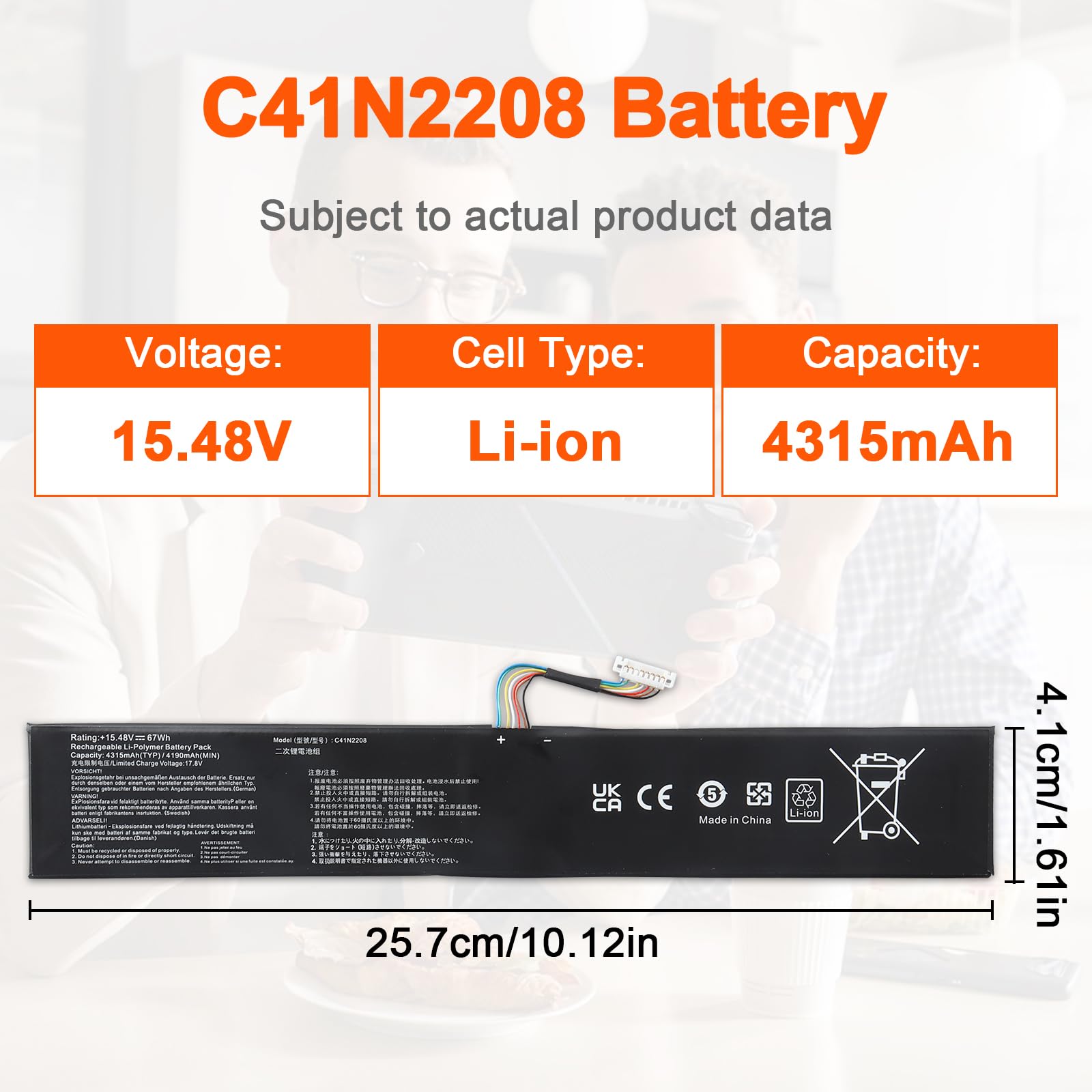 JIMACRO C41N2208 akumulator kompatybilny z Asus ROG Ally (2023) RC71L 67WH 4315 mAh 15,48 V