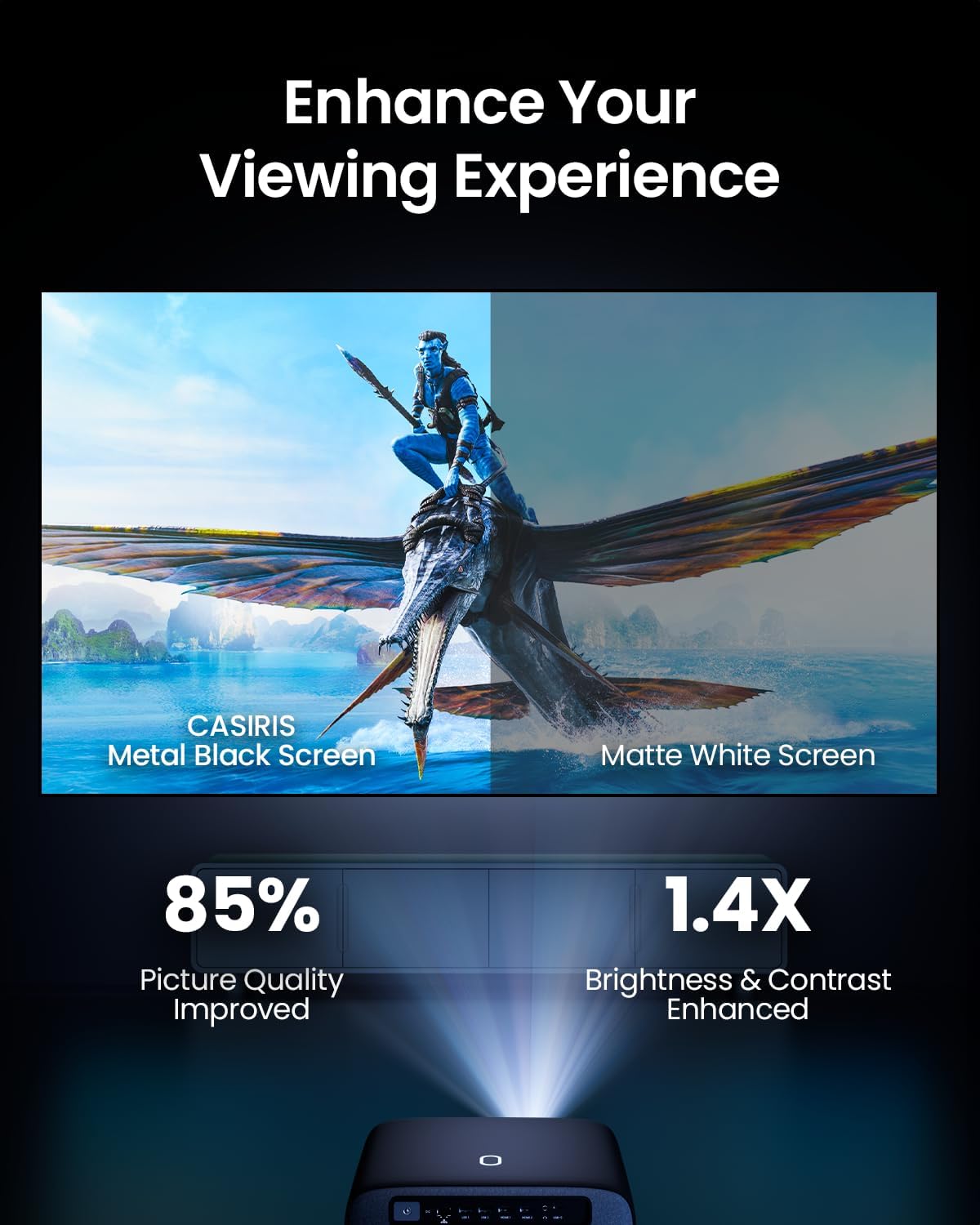 CASIRIS Fixed Frame Projector Screen 120 inch, Wall Mount Projector Screen for Long Throw Projector, 4K / 8K Ultra HD, 1.4 Gain, 16:9, for Indoor Home Theater, Office, School