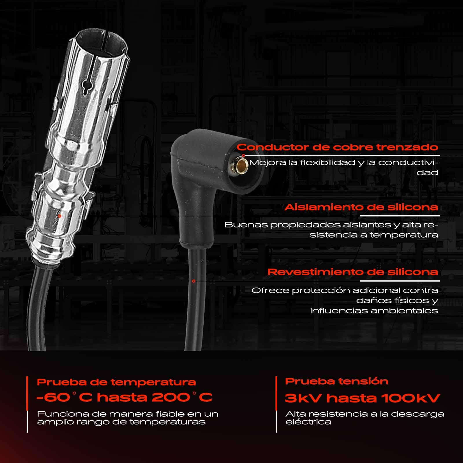 Frankberg Juego de 4 cables de encendido | Compatible con: Serie 3 E46, Serie 3 Compact E36, Serie 3 Coupé E46, Serie 3 Touring E36, Serie 3 E36