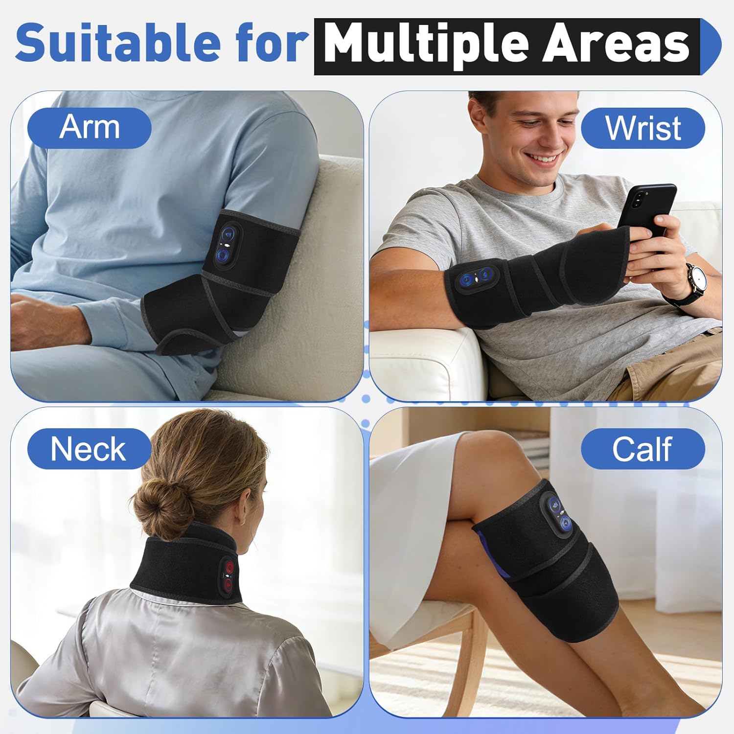 Cordless Arm Heating Pad Wrap with Red Light, 5000mAh Elbow Heating Pad Wrap, Fast Heating, Heated Elbow Arm Sleeve with 3 Heat & Timing Settings