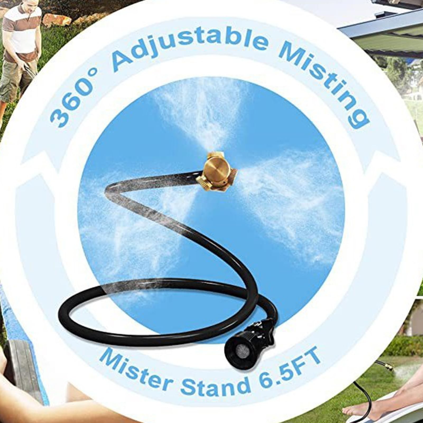 Brumisateur de tuyau extérieur portable flexible pour jardin refroidissement bain d'oiseaux noir