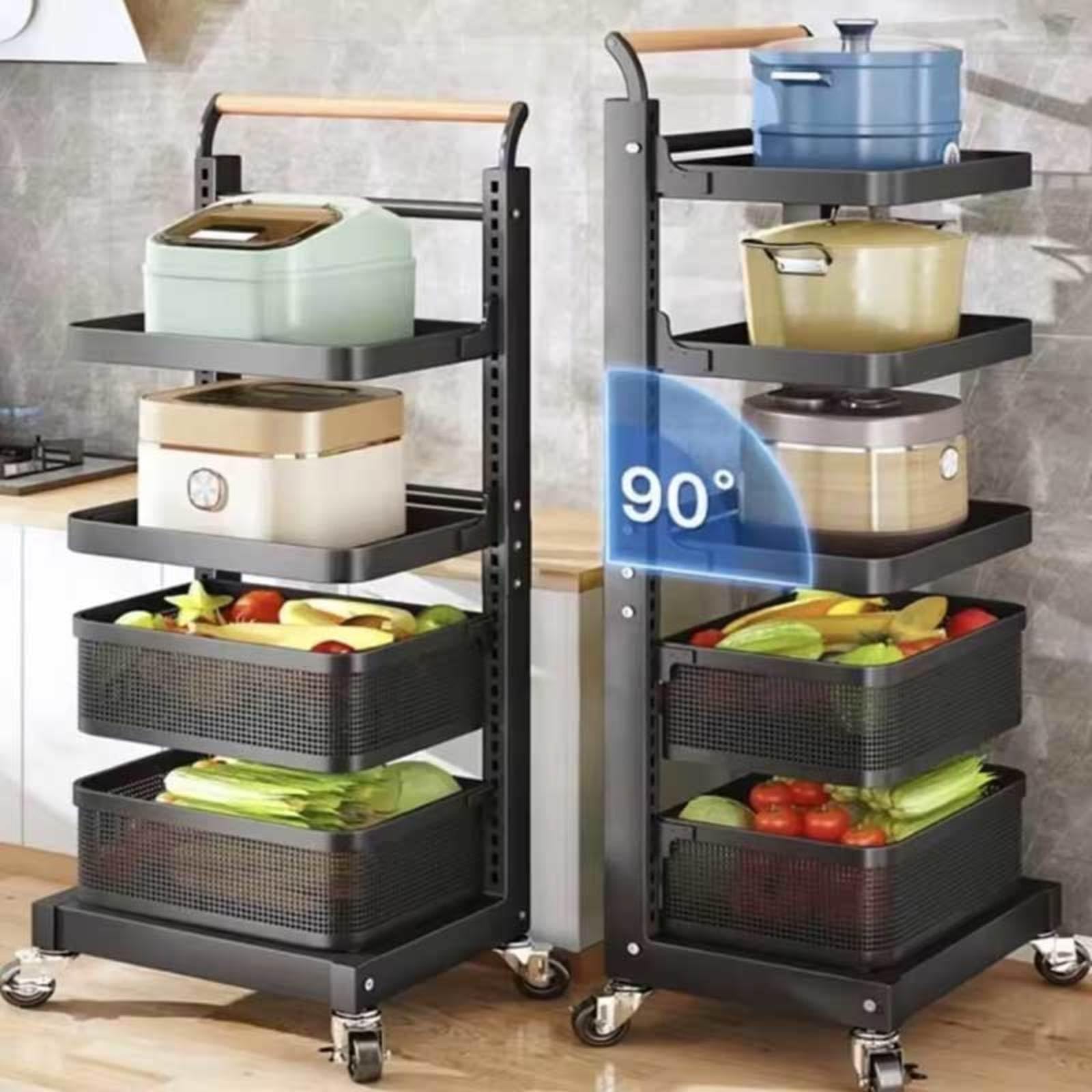 Support pour casseroles avec 4 planches et 2 paniers – Support de couvercle de casserole de cuisine, repose-cuillère pour un rangement efficace et un accès facile