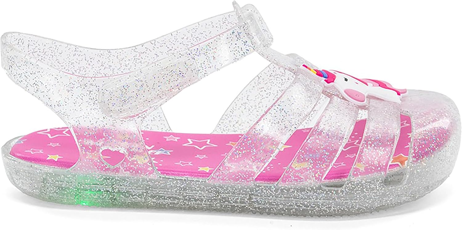 Western Chief Kids Wonder EverGlitter Lighted Sandal with Adjustable Strap and Waterproof Design