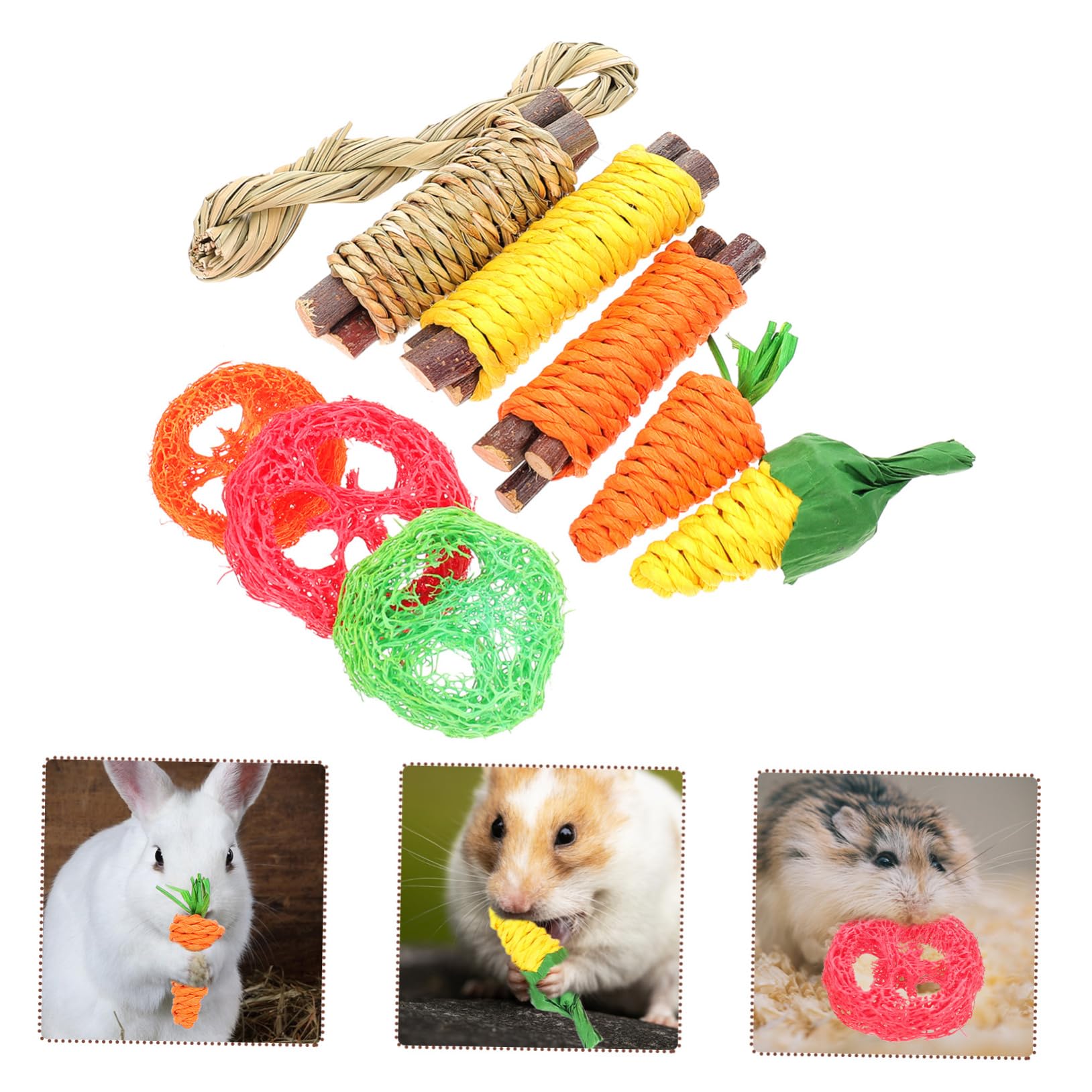 BESPORTBLE 5sets Giocattoli Da Masticare Per Conigli e Criceti Brillanti e Design Creativo Per Gioco e Comportamenti Distruttivi Sicuri e Attraenti Per Animali Domestici