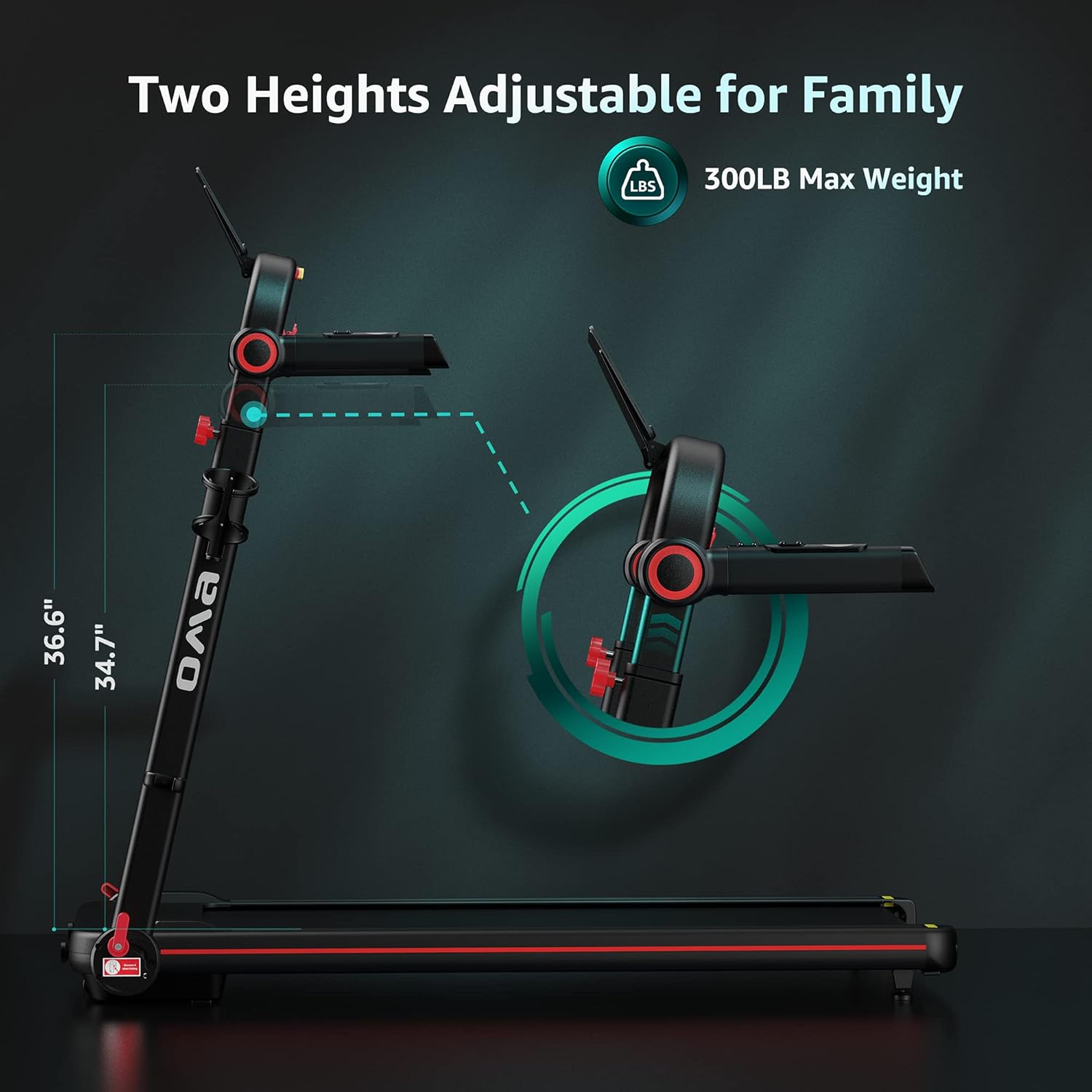 OMA 1012EB Folding Treadmill for Small Spaces Foldable Portable Compact Walking Running Treadmills for Home Gym with 2.25HP 300lb Weight Capacity 48"x17.7" Extended Belt IPad Holder 36 Preset Programs : Sports & Outdoors