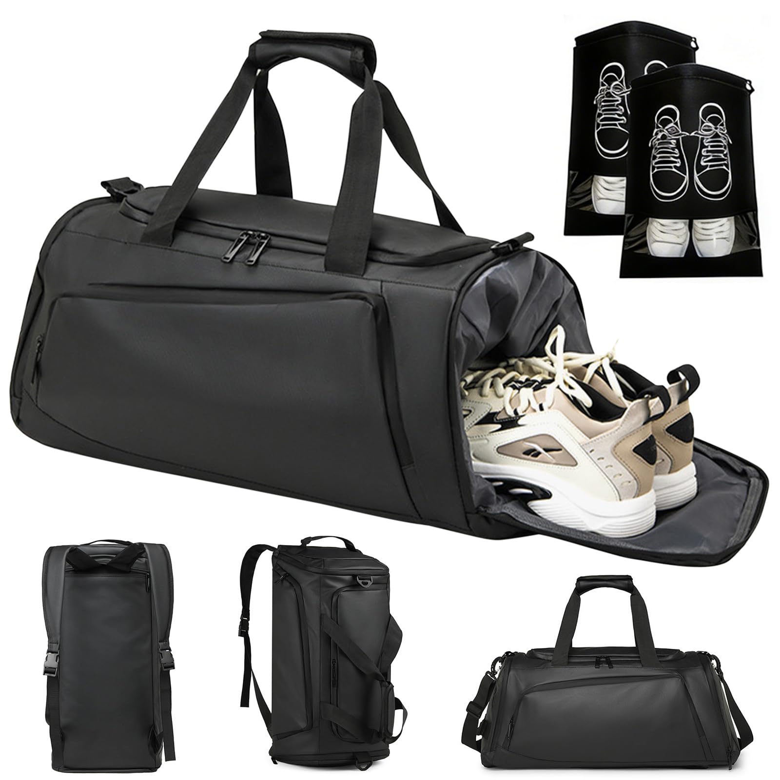 Sports Duffle Bag with Shoes Compartment and Wet Pocket, 42L Waterproof Gym Bag for Men and Women, Durable Travel Duffel Bag with Shoulder Strap