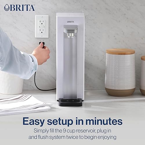 Miniatura 4 de Brita Hub - Sistema de filtro de agua compacto para encimera, depósito de agua de 9 tazas, incluye filtro de bloque de carbono de 6 meses, blanco,