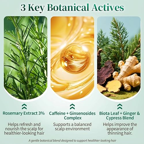 Miniatura 3 de Sérum Roll-On para el cuero cabelludo con cafeína de romero de 0.8 fl oz, con 3% de extracto de romero, 1% de cafeína y complejo herbario  Fórmula