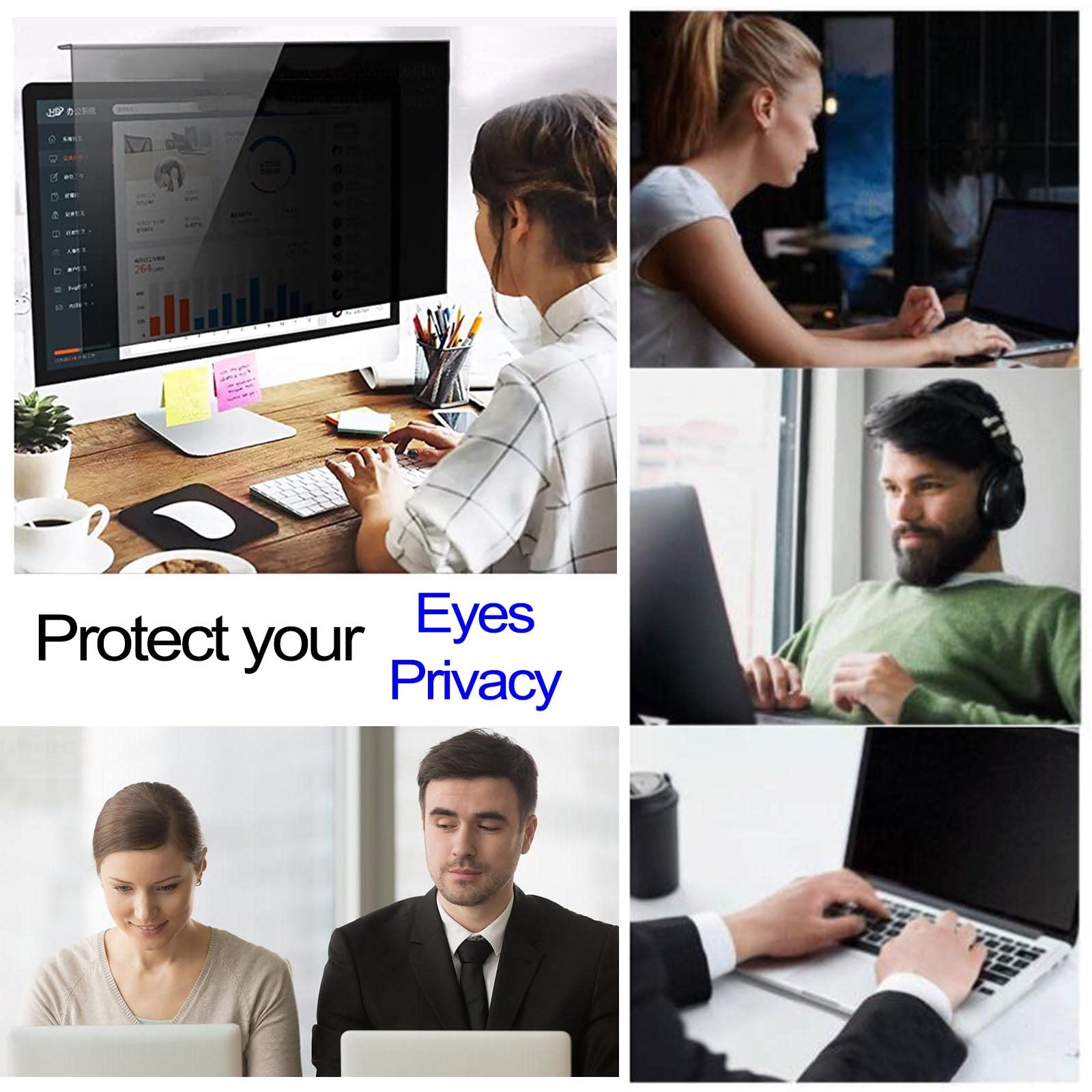 Filtr zapewniający prywatność do monitora komputer Wiszący filtr ekranu prywatności komputera Ochrona przed promieniowaniem niebieskim światłem Wiele rozmiarów(20in/50cm)