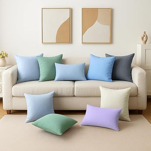 Vista 19 de Thmyo Paquete de 2 fundas de almohada cuadradas decorativas de algodón, fundas de almohada de sublimación en blanco, fundas de cojín blancas