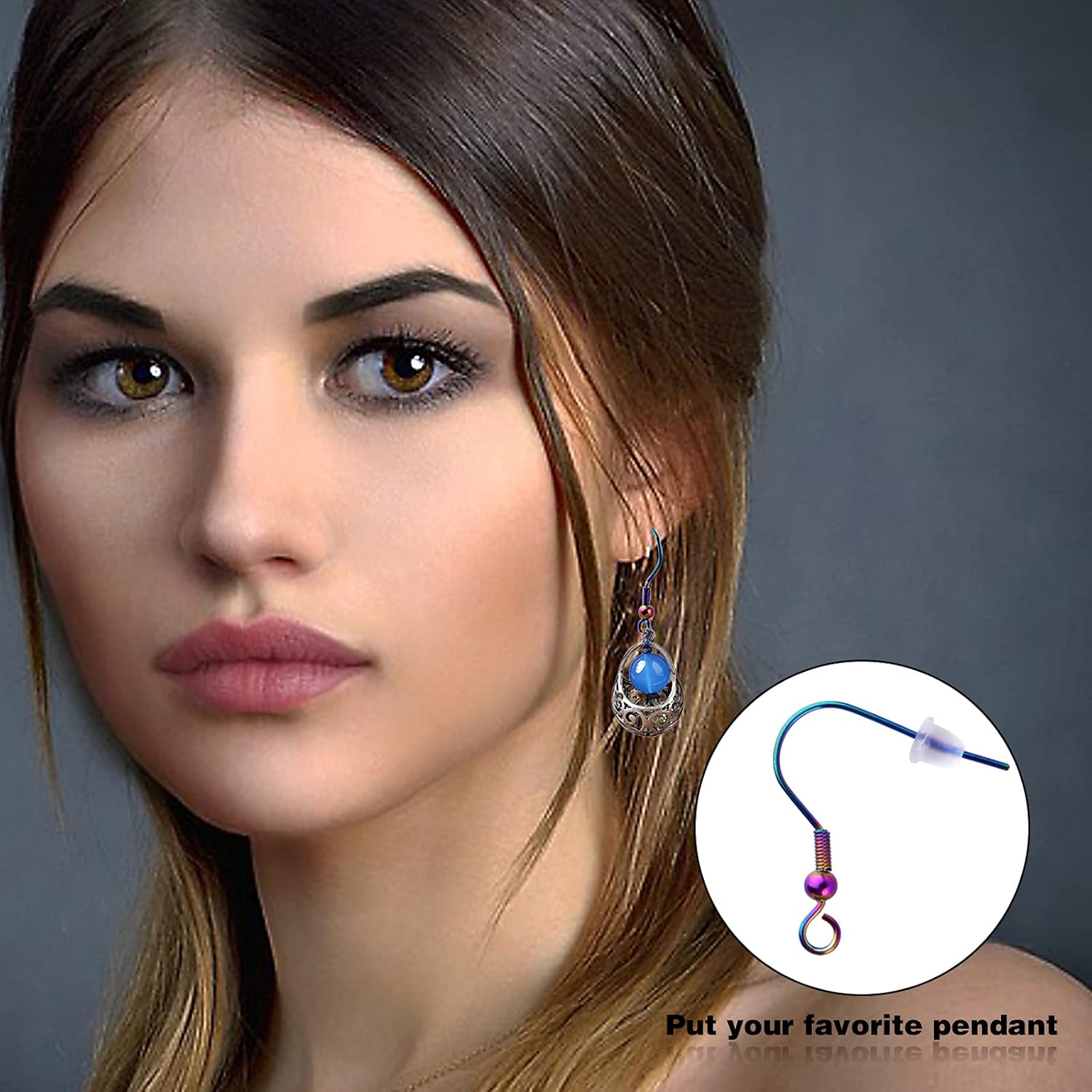 Stainless Steel Earring Hooks, 50pcs Rainbow Color Fish Earrings Hooks Ear Wires Fish Hooks Hypo-allergenic with 50pcs Clear Bullet Earring Backs for DIY Jewelry Earrings Making - Image 6