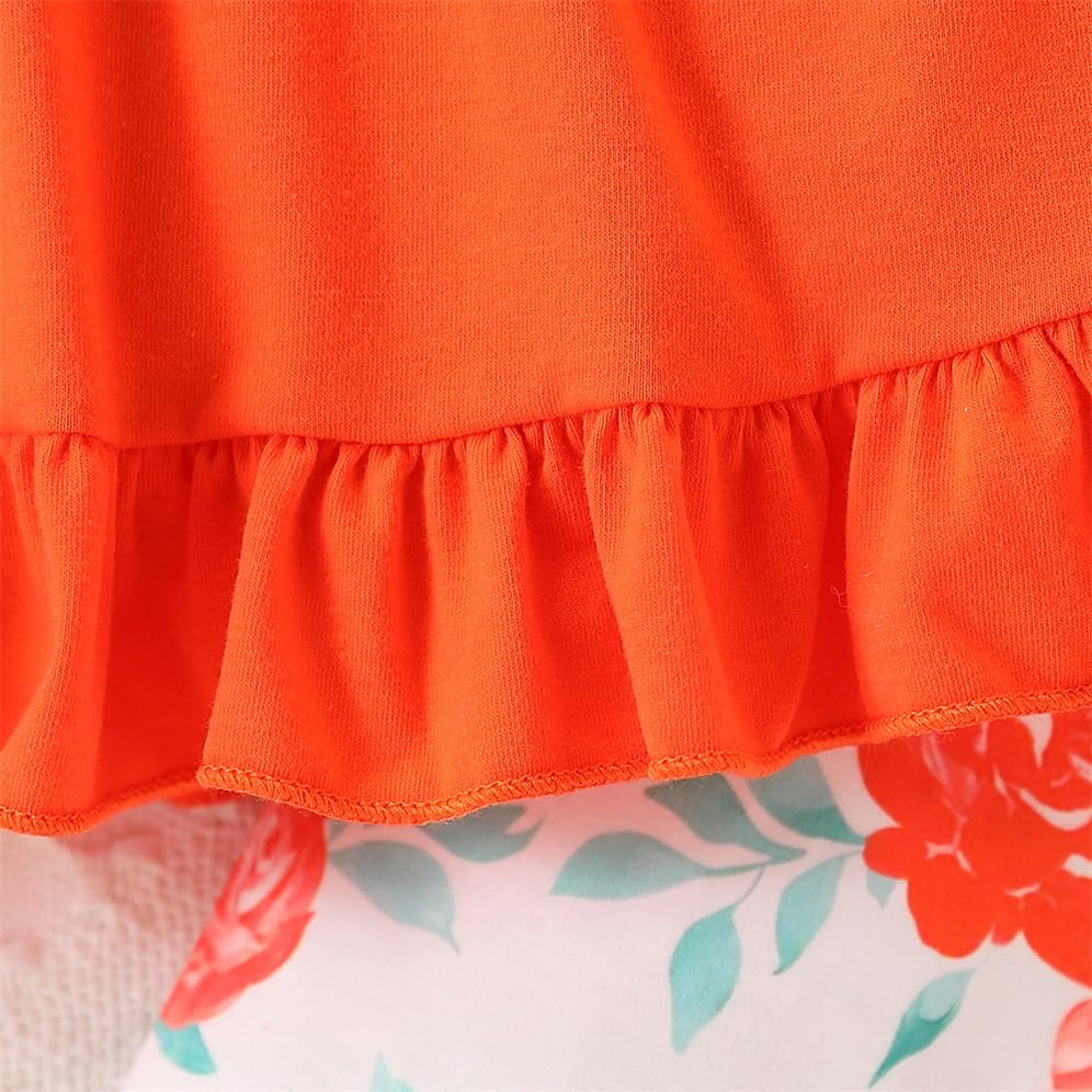 Image of Axumity Kid Girl Clothes Ruffle Sleeve Top Floral Allover Pants 3-9 Years Fall Outfit Set