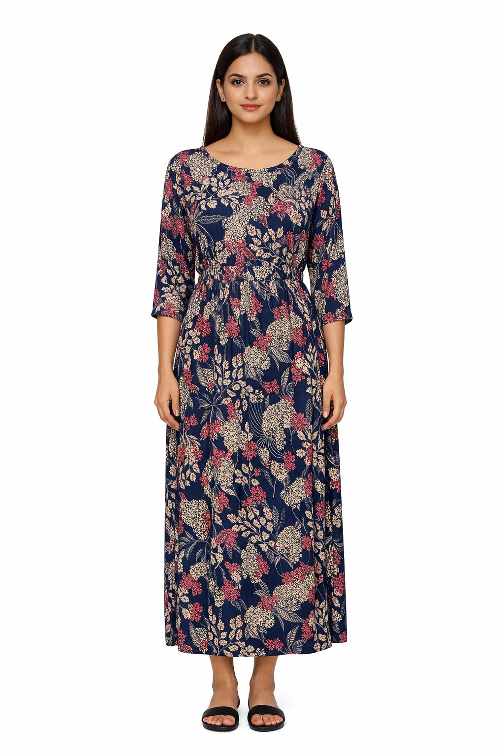 Women’s Cotton Feeding Kurti – Knee Length Maternity & Nursing Kurti (Zip-Free Design) (Size XL) Navy-image-39