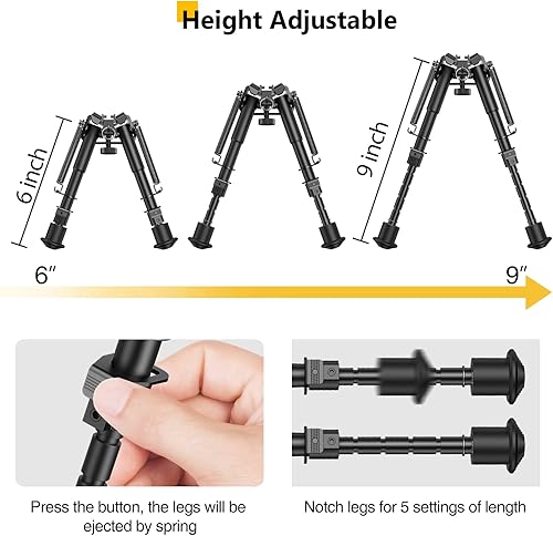 Miniatura 6 de CVLIFE Bípode de 6-9 pulgadas con adaptador para carril M
