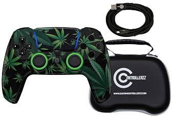Custom Controllerzz Weeds Controller Bundle Includes Weeds Custom Wireless Controller for PS5, PC & Braided USB-C Cable & Universal Protective Case