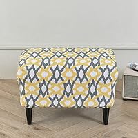 Vista 29 de Funda elástica otomana rectangular para taburete, funda de elastano estampada para reposapiés, protector antideslizante para reposapiés, con parte #1