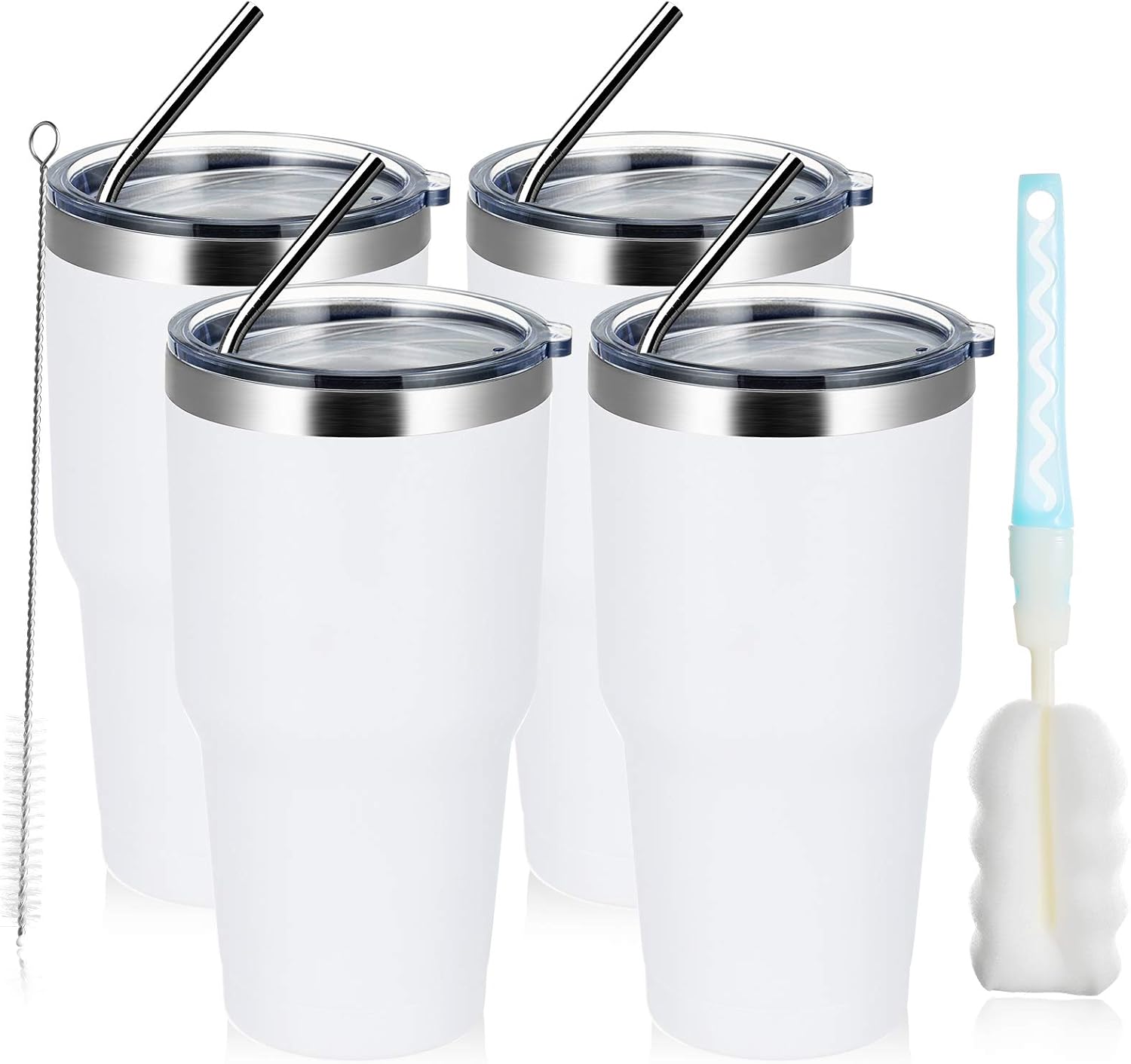 SMLIXE 30oz Stainless Steel Tumbler With Lid，Double Wall Vacuum Insulated Travel Mug Coffee Cup With Straw,Durable Powder Coated Insulated Coffee Cup for Cold & Hot Drinks
