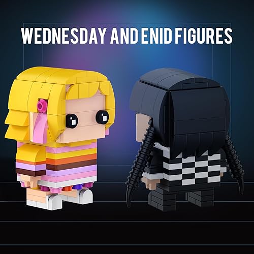Miniatura 6 de Wednesday and Enid Wolf Girl - Juegos de construcción de figuras con pequeñas cosas, juguetes de televisión famosos, regalos de cumpleaños para