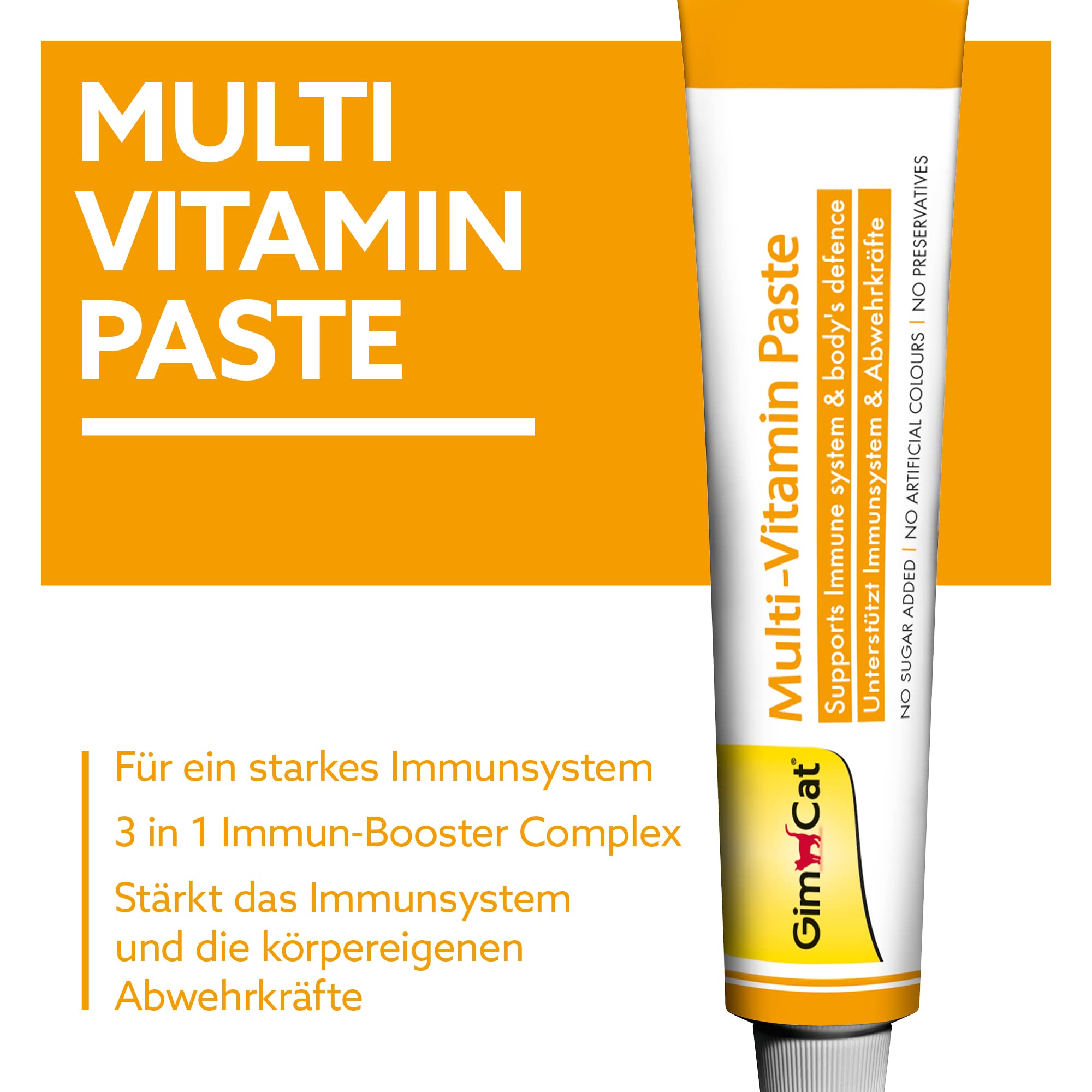 GimCat Multi-Vitamin Extra Pasta multiwitaminowa, z kwasami tłuszczowymi omega-3 i omega-6 dla ochrony komórek - 1 tubka (1 x 200 g) & GimCat Multi-Vitamin pasta multiwitaminowa
