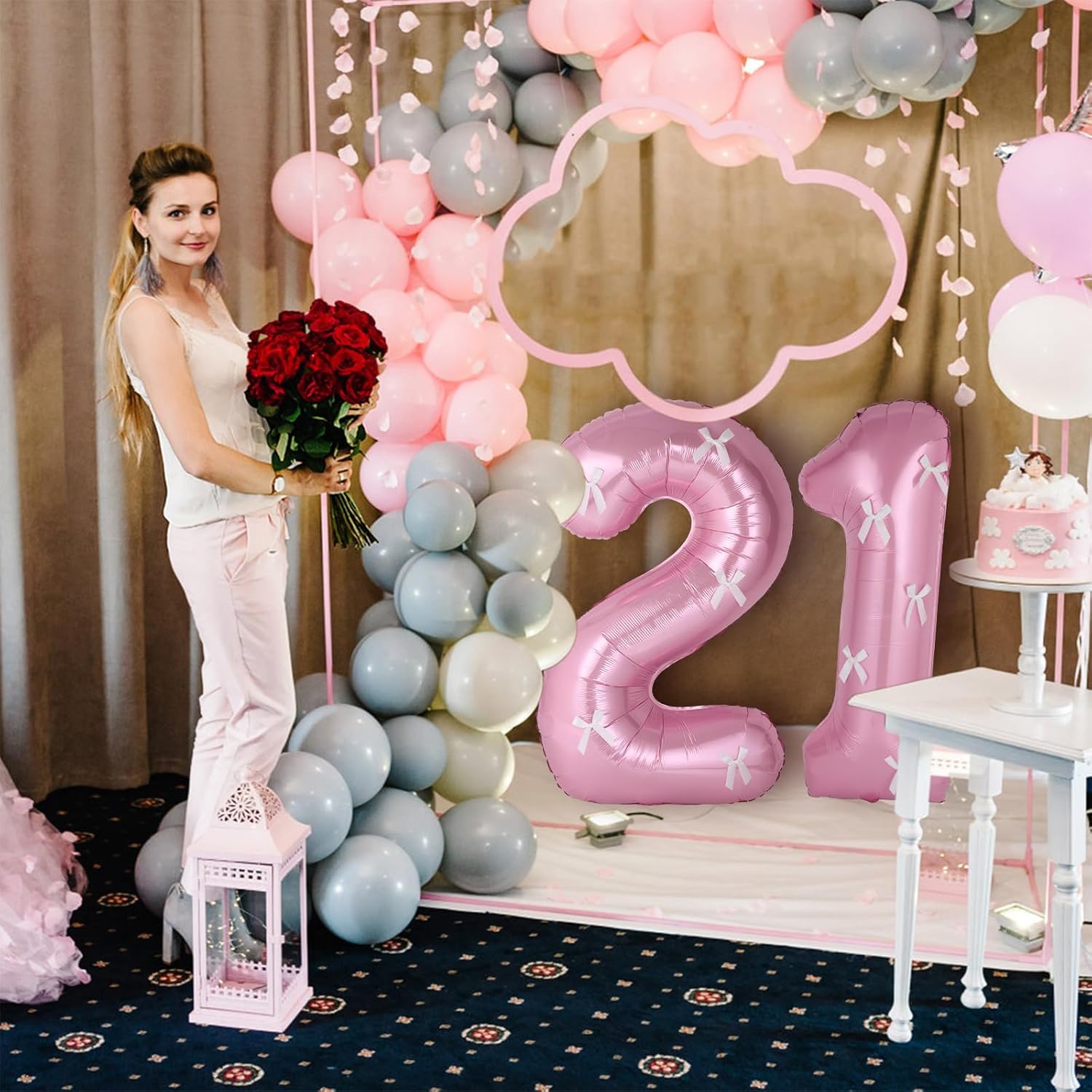 40 Inch Number Balloons with Bow Coquette Birthday Decorations Giant Number 1 Foil Balloon For Girl’s Bow Birthday Party, Anniversary, Wedding, Proposal, Graduation Decor - Image 6